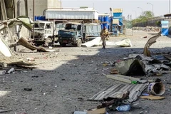 Các lực lượng ủng hộ Chính phủ Yemen trong chiến dịch chống phiến quân Houthi ở ngoại ô thành phố Hodeida, ngày 18/11/2018. (Ảnh: AFP/TTXVN)