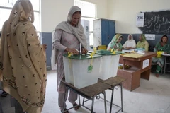 Cử tri Pakistan bỏ phiếu tại điểm bầu cử ở Islamabad trong cuộc tổng tuyển cử ngày 25/7. (Ảnh: AFP/TTXVN)