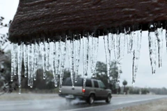Băng giá bám trên tấm biến chỉ đường ở Florida. (Nguồn: AP)