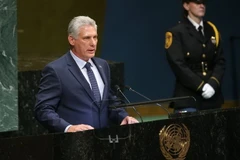 Chủ tịch Cuba Miguel Diaz-Canel phát biểu tại Khóa họp 73 Đại hội đồng Liên hợp quốc ở New York, Mỹ ngày 26/9/2018. (Ảnh: THX/TTXVN)