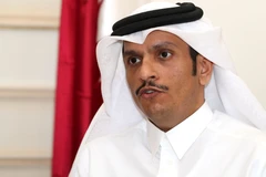 Ngoại trưởng Qatar Sheikh Mohammed bin Abdulrahman al-Thani trong một cuộc họp báo tại Doha. (Nguồn: AFP/TTXVN)