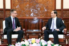 Chủ tịch nước Trần Đại Quang tiếp Ngài Ilkka-Pekka Simila, Đại sứ Phần Lan tại Việt Nam đến chào từ biệt. (Ảnh: Nhan Sáng/TTXVN)