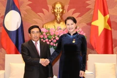 Chủ tịch Quốc hội Nguyễn Thị Kim Ngân tiếp Phó Chủ tịch nước Lào Phankham Viphavan. (Ảnh: Trọng Đức/TTXVN)
