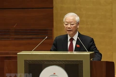 Tổng Bí thư Nguyễn Phú Trọng phát biểu tại phiên khai mạc kỳ họp thứ nhất, Quốc hội khóa XV. (Ảnh: Dương Giang/TTXVN)