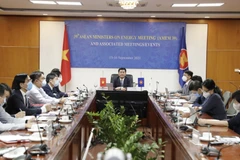 Quang cảnh đoàn Việt Nam tại điểm cầu Hà Nội. (Ảnh: Trần Việt/TTXVN) 