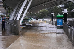 Cảnh ngập lụt sau mưa lớn tại cảng Parramatta ở Sydney, Australia, ngày 20/3/2021. (Ảnh: THX/TTXVN)