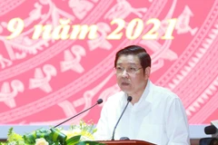 Ông Phan Đình Trạc, Ủy viên Bộ Chính trị, Bí thư Trung ương Đảng, Trưởng Ban Nội chính Trung ương phát biểu tại hội nghị. (Ảnh: Phương Hoa/TTXVN)