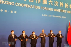 Bộ trưởng ngoại giao các nước tham dự Hội nghị Bộ trưởng Mekong-Lan Thương lần thứ 6. (Ảnh: TTXVN phát)