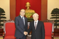 Tổng Bí thư Đảng Cộng sản Việt Nam Nguyễn Phú Trọng tiếp Chủ tịch Hạ viện Maroc Habib El Malki thăm chính thức Việt Nam (Hà Nội, 19/12/2017). (Ảnh: Trí Dũng/TTXVN)