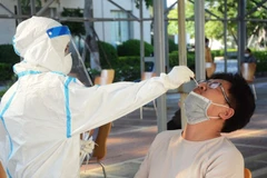 Lấy mẫu xét nghiệm SARS-CoV-2. (Ảnh: Văn Dũng/TTXVN)