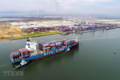 Tàu 22.000 tấn vào bốc xếp hàng hóa tại cảng Chu Lai. Ảnh minh họa. (Ảnh: TTXVN)