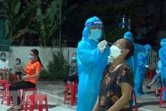 Nhân viên y tế Nghệ An lấy mẫu xét nghiệm. (Ảnh: Văn Tý/TTXVN)