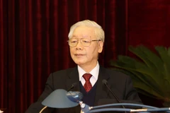 Tổng Bí thư, Chủ tịch nước Nguyễn Phú Trọng phát biểu bế mạc Hội nghị. (Ảnh: Trí Dũng/TTXVN)