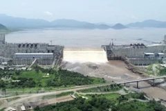 Công trình xây dựng đập thủy điện Đại Phục Hưng ở Guba, Ethiopia, ngày 24/7/2020. (Ảnh: AFP/TTXVN) 