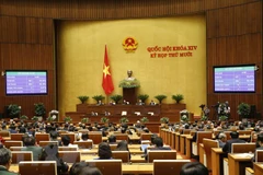 Quốc hội biểu quyết thông qua Nghị quyết kỳ họp thứ 10, Quốc hội khóa XIV. (Ảnh: Doãn Tấn/TTXVN)