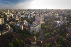 Tòa nhà Thông tấn số 5 Lý Thường Kiệt, phường Phan Chu Trinh, quận Hoàn Kiếm, Hà Nội là niềm tự hào của các thế hệ phóng viên, biên tập viên, cán bộ, nhân viên Thông tấn xã Việt Nam. (Ảnh: Phạm Tuấn Anh/TTXVN) 