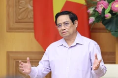 Thủ tướng Phạm Minh Chính phát biểu tại buổi làm việc. (Ảnh: Dương Giang/TTXVN) 