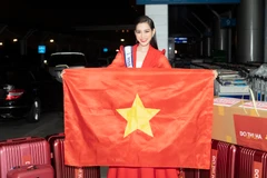 Đỗ Thị Hà chính thức lên đường đến Miss World 2021. (Ảnh: CTV/Vietnam+)