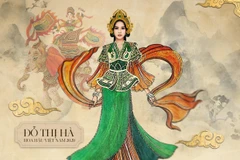 Bản phác thảo trang phục phần thi “Dances of the World" của Đỗ Thị Hà. (Ảnh: BTC)
