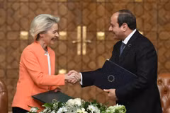 Tổng thống Ai Cập Abdel-Fattah El-Sisi và Chủ tịch Ủy ban châu Âu (EC) Ursula von der Leyen. (Nguồn: EU)