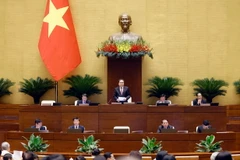 Chủ tịch Quốc hội Trần Thanh Mẫn chủ trì điều hành chất vấn nhóm vấn đề thứ tư thuộc lĩnh vực văn hóa, thể thao và du lịch. (Ảnh: Doãn Tấn/TTXVN)