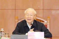 Tổng Bí thư Nguyễn Phú Trọng phát biểu kết luận phiên họp của Tiểu ban Nhân sự Đại hội XIV của Đảng. (Ảnh: Trí Dũng/TTXVN)