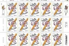 Mẫu tem bưu chính có hình món bánh mỳ baguette nổi tiếng của Pháp. (Nguồn: La Poste)