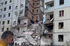 Một phần tòa chung cư 10 tầng ở thành phố Belgorod bị đổ sập. (Nguồn: Sputnik)