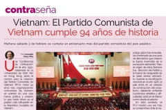 Bài viết đăng trên báo in ra ngày 3/2 của Tập đoàn truyền thông Uruguay Grupo Multimedio, ca ngợi Đảng Cộng sản Việt Nam nhân dịp 94 năm ngày thành lập. (Ảnh: Diệu Hương/TTXVN)