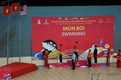 Lễ thượng cờ và trao huy chương cho các vận động viên. (Ảnh: Trần Lê Lâm/TTXVN)