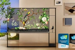 Mẫu TV OLED của LG có màn hình gần như trong suốt. (Nguồn: LG)