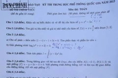 Đề thi môn Toán. (Ảnh: Lê Minh Sơn/Vietnam+)