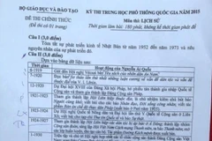 Đề thi môn Lịch sử (Ảnh: Lê Minh Sơn/Vietnam+)