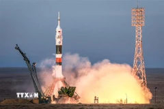 Tàu vũ trụ Soyuz MS-11 được phóng lên từ sân bay vũ trụ Baikonur ở Kazakhstan ngày 3/12/2018. (Ảnh: AFP/ TTXVN)