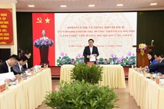 Bí thư Thành ủy Hà Nội Vương Đình Huệ phát biểu. (Ảnh: Văn Điệp/TTXVN)