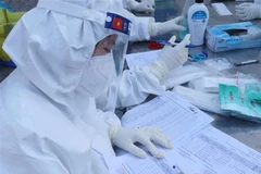 Lấy mẫu xét nghiệm sàng lọc SARS-CoV-2. (Ảnh: Phạm Cường/TTXVN)