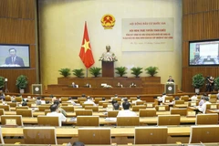 Chủ tịch Quốc hội Vương Đình Huệ, Chủ tịch Hội đồng Bầu cử Quốc gia phát biểu. (Ảnh: Doãn Tấn/TTXVN)