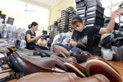 Sản xuất giày da xuất khẩu. (Nguồn: TTXVN)