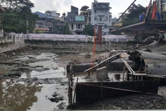 Toàn cảnh dự án tu bổ, tôn tạo di tích hồ Hữu Tiệp. (Ảnh: Đinh Thuận/TTXVN)