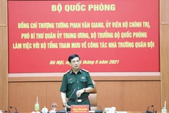 Thượng tướng Phan Văn Giang phát biểu tại buổi làm việc. (Nguồn: Bộ Quốc phòng)