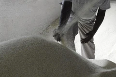 Công nhân làm việc tại nhà máy xay xát gạo ở Hyderabad, Ấn Độ. (Ảnh: AFP/TTXVN)