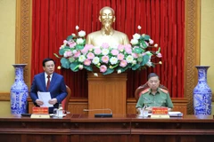 Giáo sư-tiến sỹ Nguyễn Xuân Thắng, Ủy viên Bộ Chính trị, Giám đốc Học viện Chính trị quốc gia Hồ Chí Minh, Chủ tịch Hội đồng Lý luận Trung ương phát biểu tại buổi làm việc. (Ảnh: Minh Đức/TTXVN)