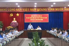 Phó Chủ tịch Ủy ban Trung ương Mặt trận Tổ quốc Việt Nam Nguyễn Hữu Dũng chủ trì, làm việc với tỉnh Bình Dương về kiểm tra, giám sát công tác chuẩn bị bầu cử đại biểu Quốc hội khóa XV và đại biểu Hội đồng nhân dân các cấp nhiệm kỳ 2021-2026. (Ảnh: Chí Tưở