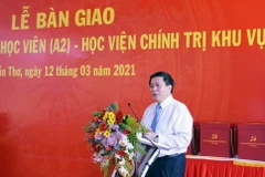 Ông Nguyễn Xuân Thắng phát biểu tại lễ khánh thành ký túc xá học viên của Học viện Chính trị khu vực IV. (Ảnh: TTXVN phát)