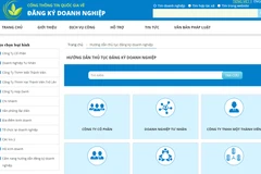 Giao diện Cổng thông tin quốc gia về đăng ký doanh nghiệp.