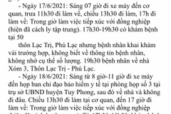 Một phần lịch trình dịch tễ của bệnh nhân. (Nguồn: Vietnam+)