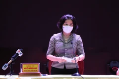 Chủ tịch UBND tỉnh Bắc Ninh Nguyễn Hương Giang phát biểu tại buổi làm việc. (Ảnh: Thái Hùng/TTXVN)