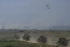 Quang cảnh tập trận Zapad-2021 tại bãi tập Pavenkovo. (Ảnh: Trần Hiếu/TTXVN)