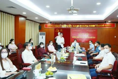 Lễ ký kết Chương trình phối hợp công tác giữa Ban Tuyên giáo Thành ủy Thành phố Hồ Chí Minh và Báo Điện tử Đảng Cộng sản Việt Nam năm 2021 theo hình thức trực tuyến. (Ảnh: Phương Hoa/TTXVN)