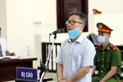 Bị cáo Đinh Văn Dũng (cựu Tổng Giám đốc Công ty Bình Hà) khai báo tại phiên tòa. (Ảnh: Phạm Kiên/TTXVN)